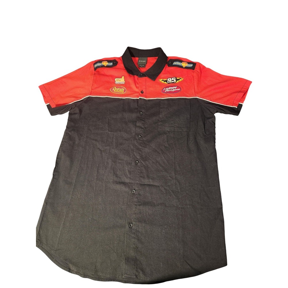 Disney Pixar Cars Shirt Mens Medium Lightning McQueen Pit Crew Mechanic